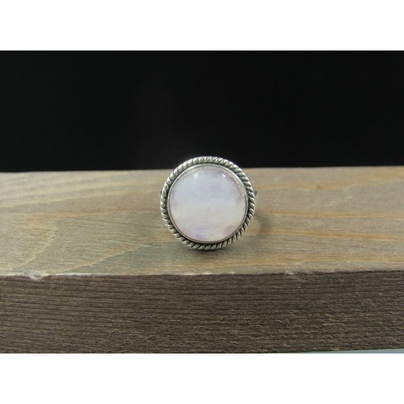 Jewelry - Size 6 Sterling Silver Large Round Moonstone Band Ring Vintage Statement